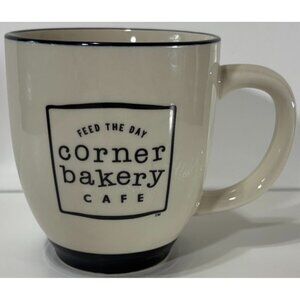 Vintage Corner Bakery Cafe Feed The Day Ceramic Mug Black & White